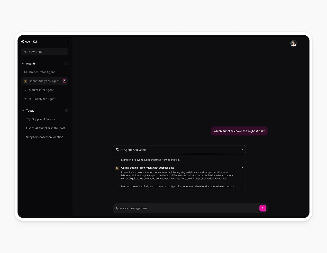 AT Kearney Agent Kai AI Chat Interface
