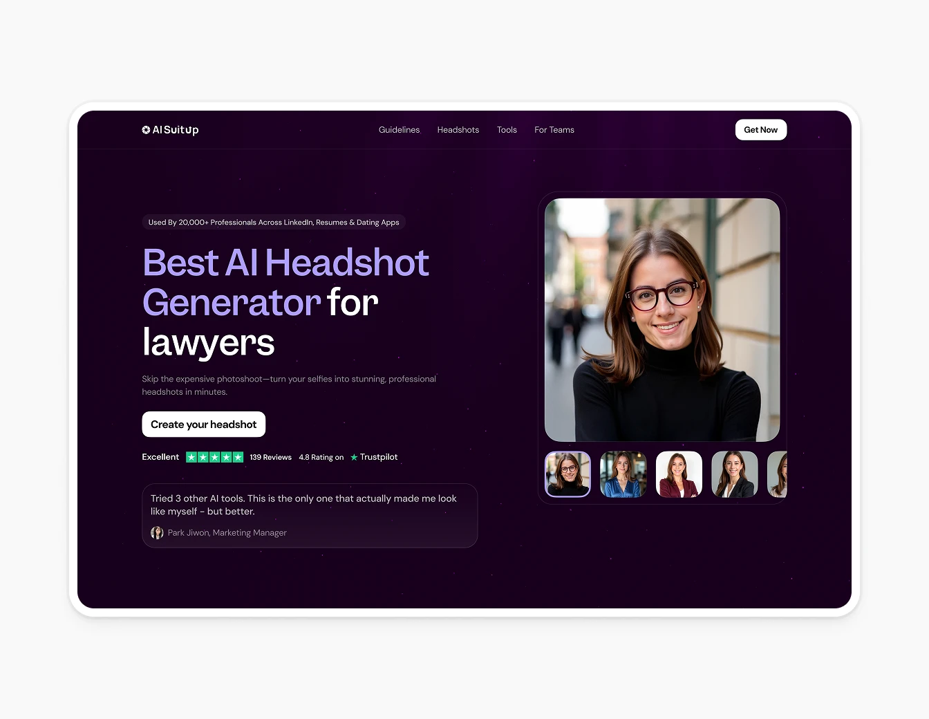 AI Suitup Lawyer Headshot Generator Hero