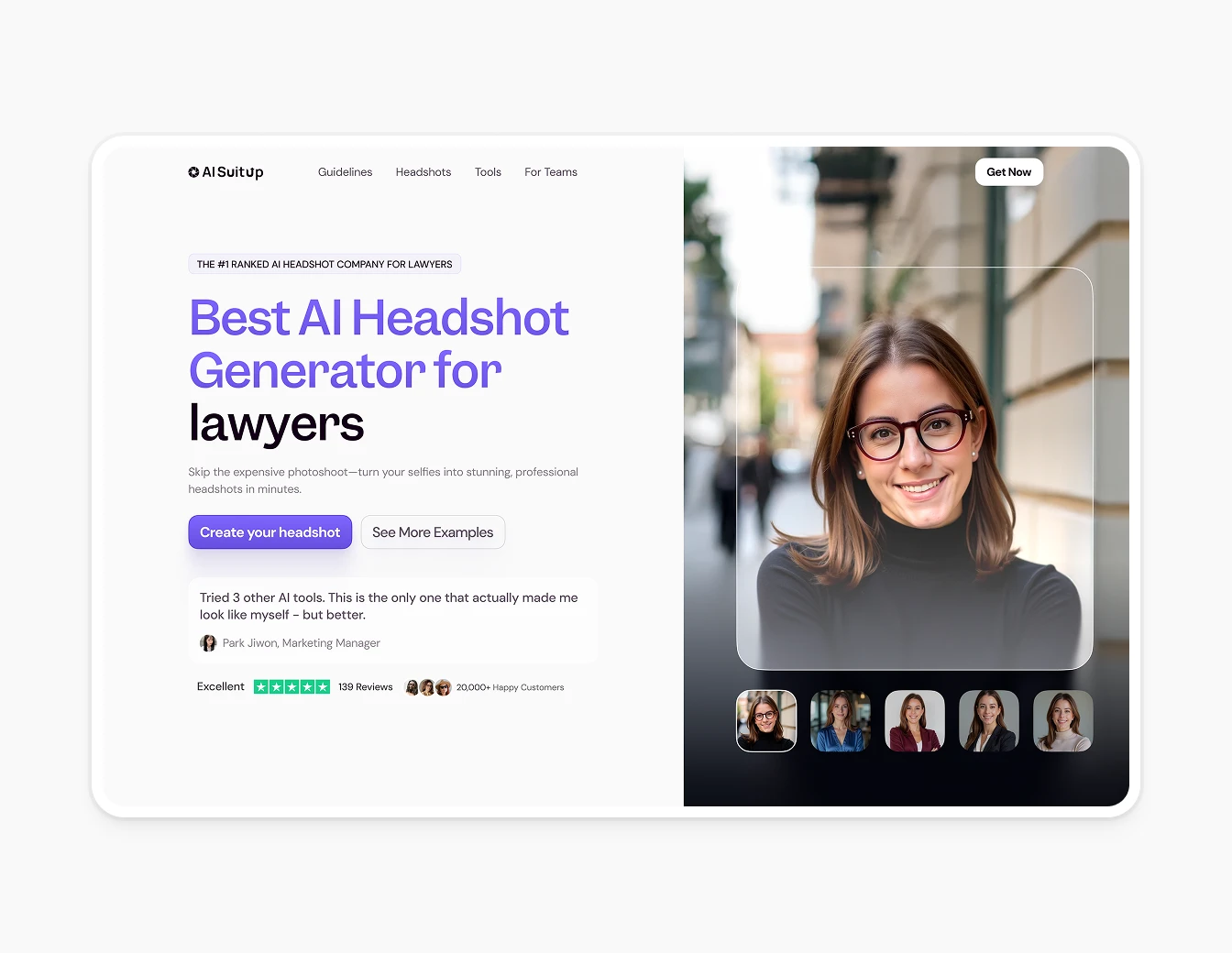 AI Suitup Clean Hero Section Light Mode