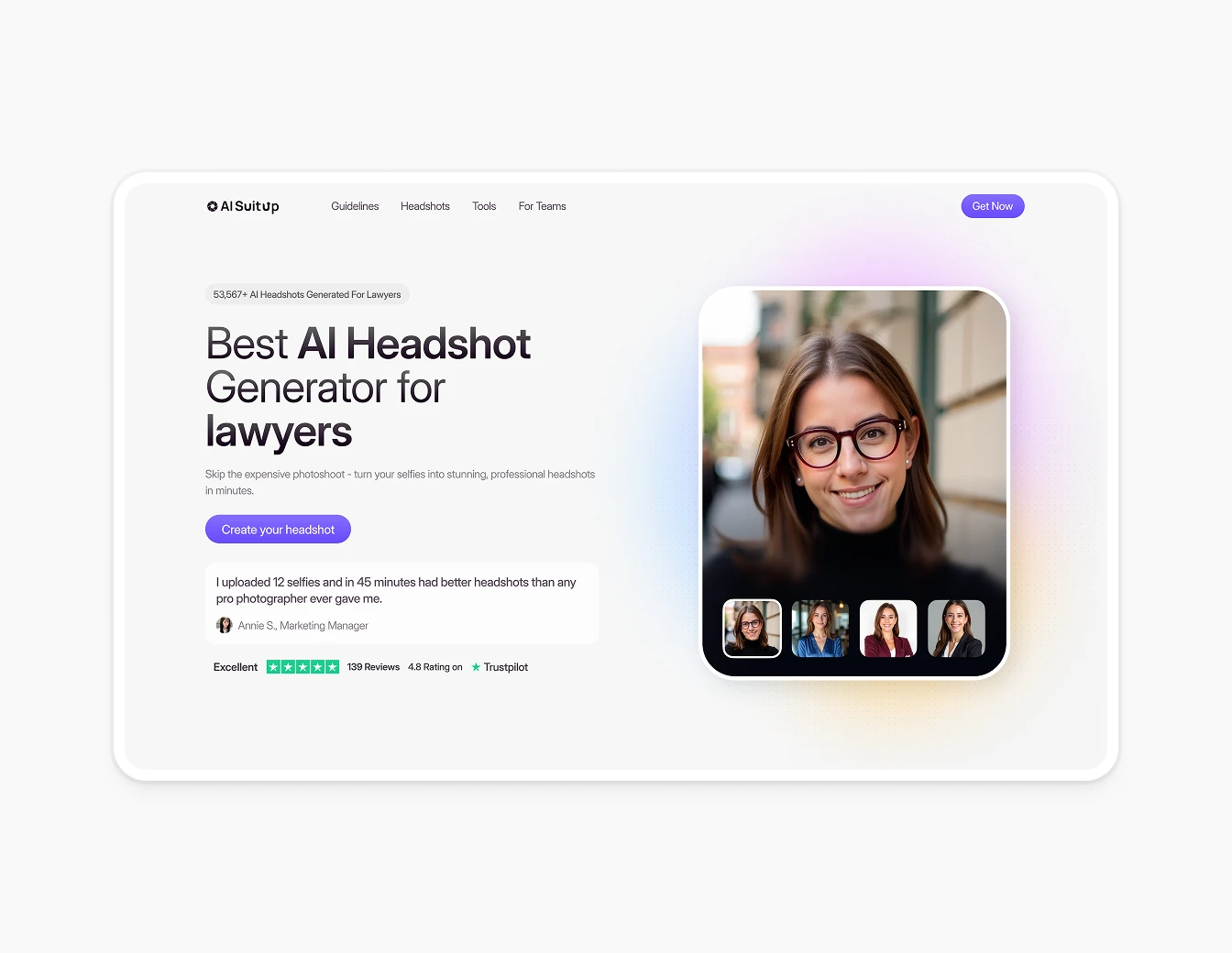 AI Suitup Light Mode Hero with Gradient