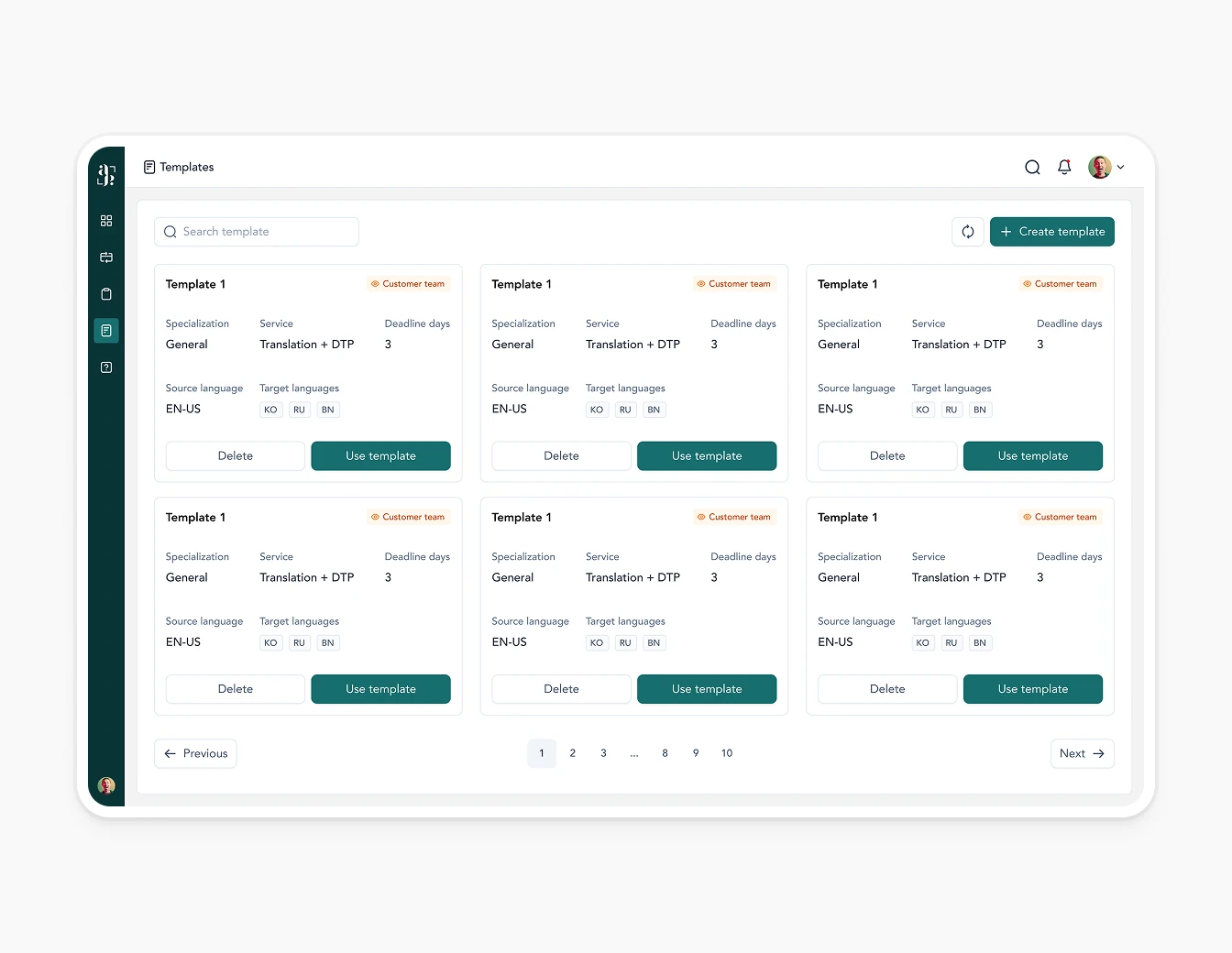 Avantpage Templates Grid
