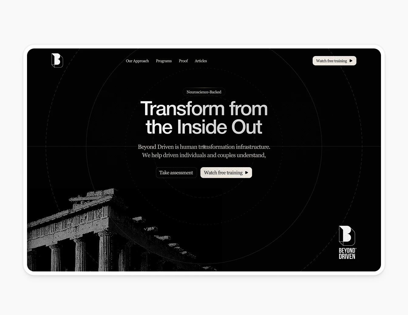 Beyond Driven Dark Hero Greek Parthenon