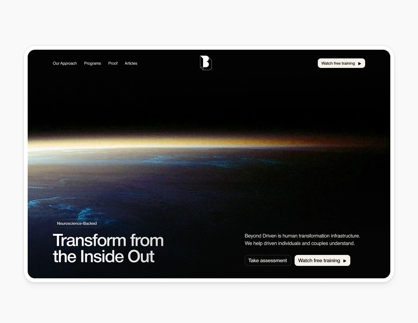 Beyond Driven Dark Hero Earth from Space