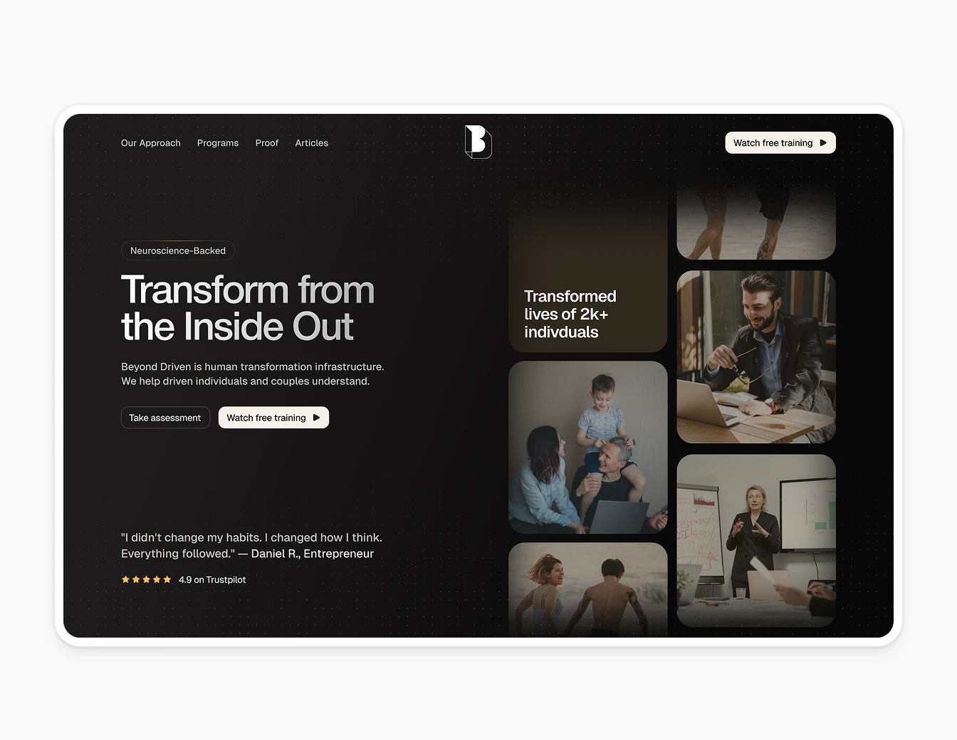 Beyond Driven Dark Hero Photo Gallery Grid