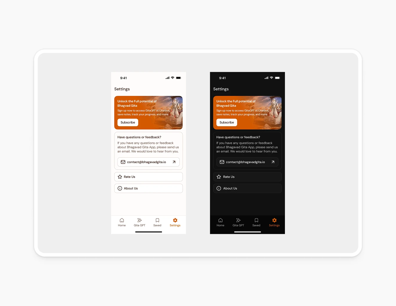 Bhagavad Gita Settings Subscribe Light Dark