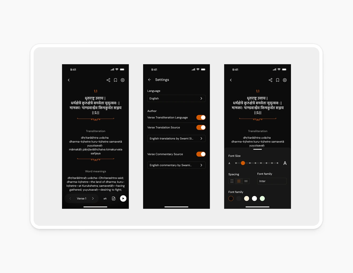 Bhagavad Gita Dark Verse Settings Typography