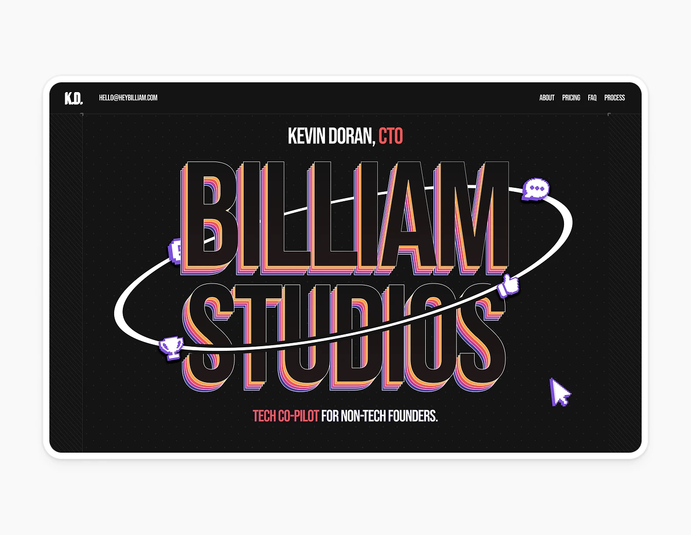 Billiam Studio Dark Neon 3D Hero