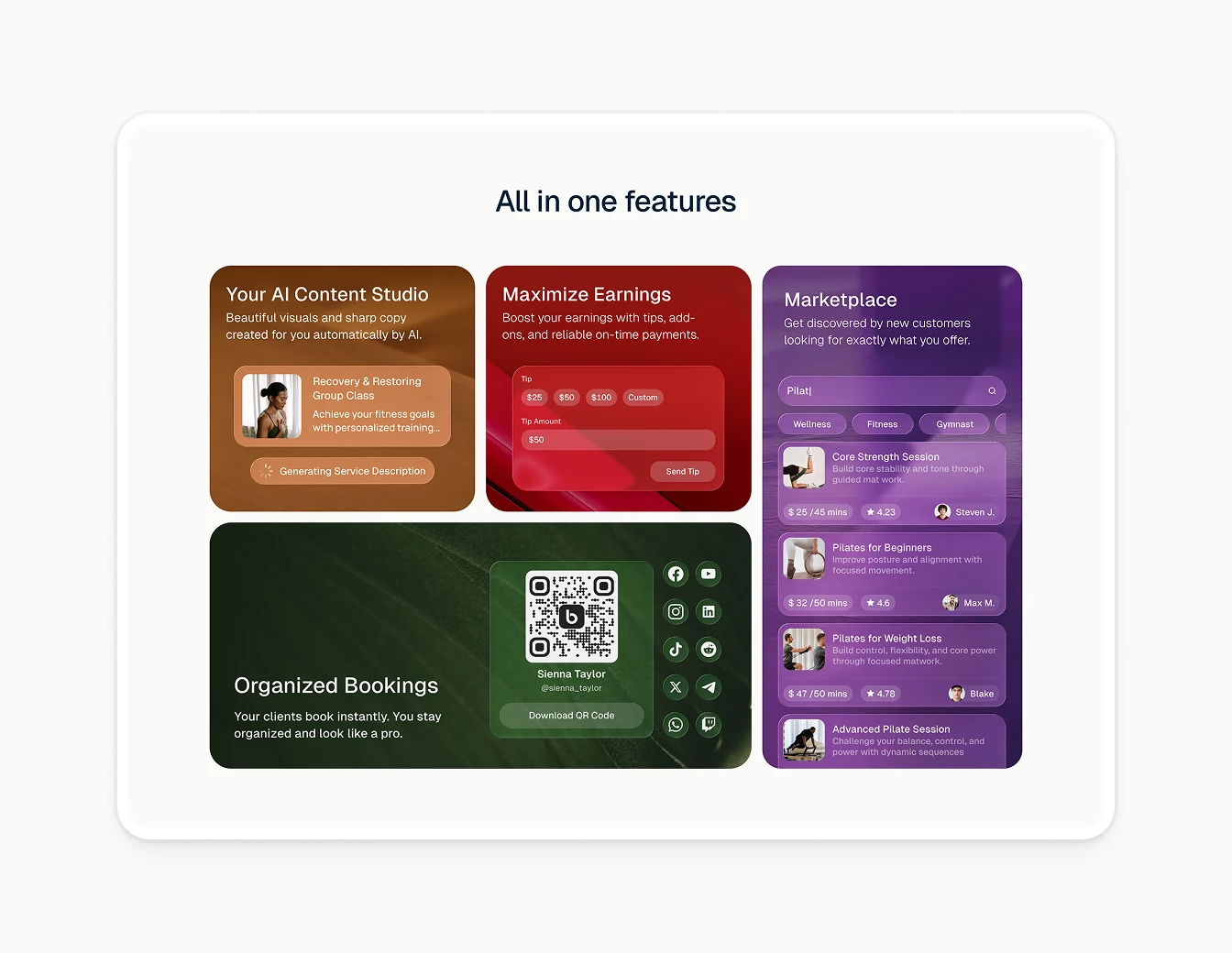 Bookme All in One Features Bento Grid V2