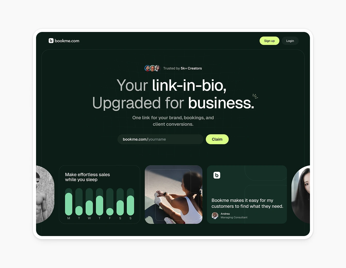 Bookme Link in Bio Business Hero Green