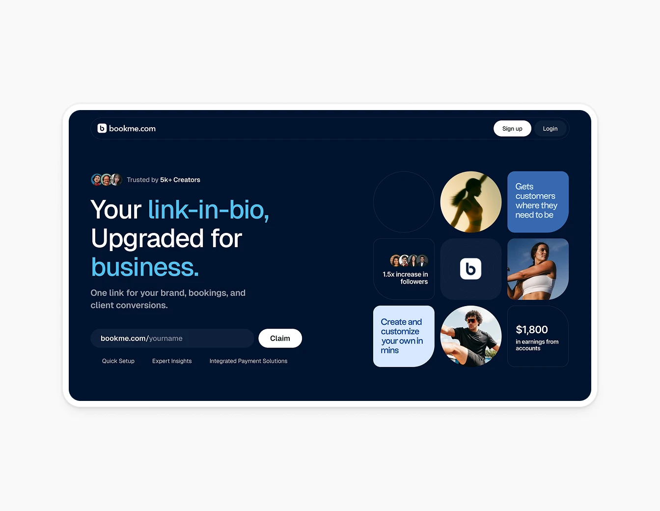 Bookme Hero Link in Bio Dark