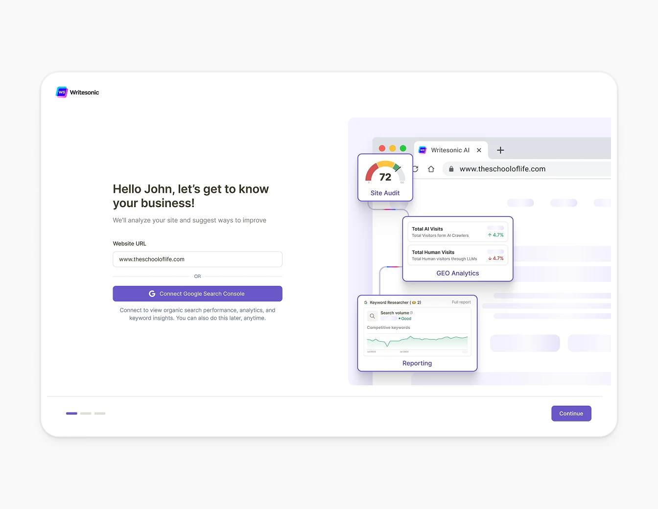 Botsonic Site Audit Onboarding Step