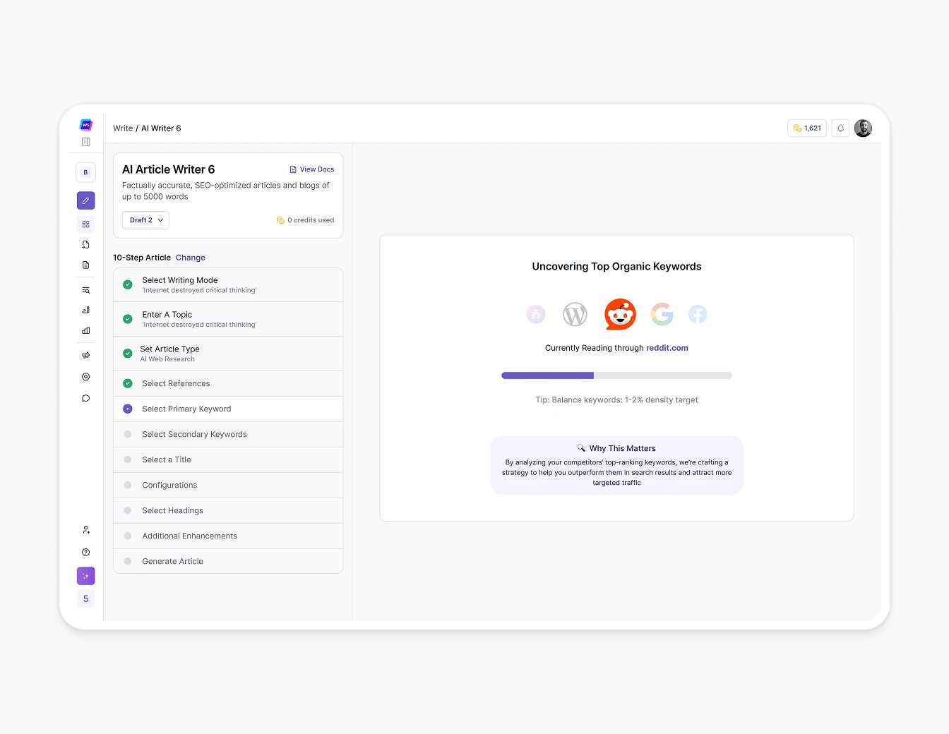 Botsonic AI Writer Keyword Research