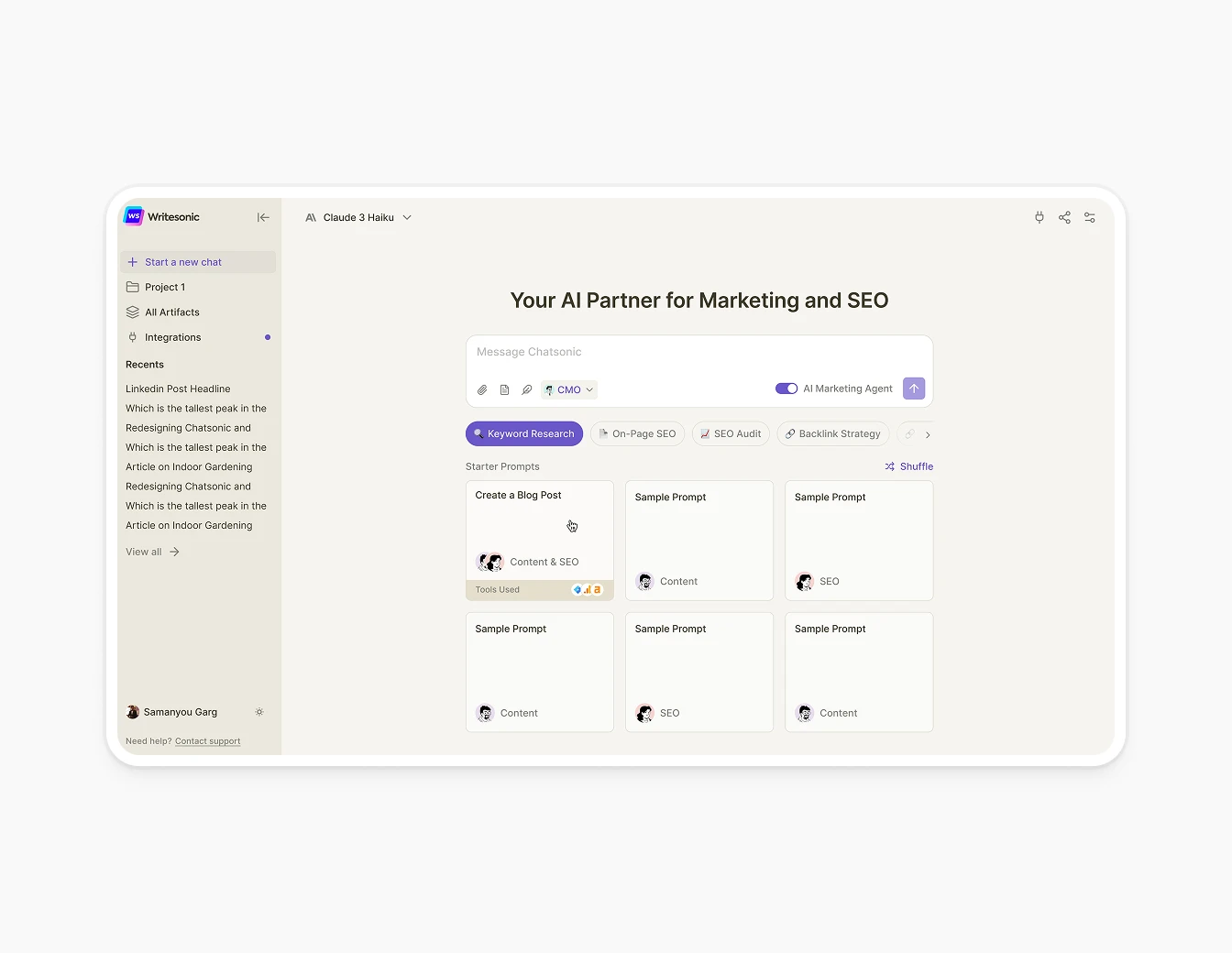 Botsonic Chatsonic AI Marketing Home