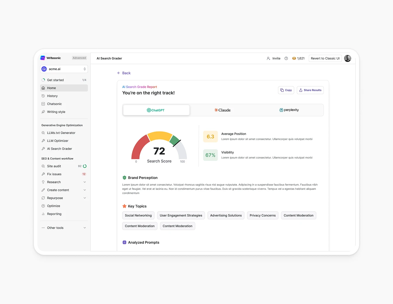 Botsonic AI Search Grader Report