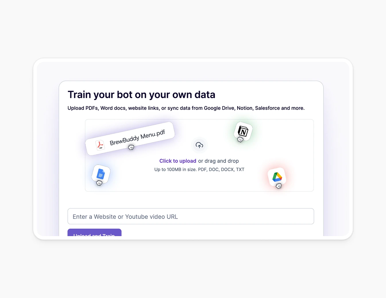 Botsonic Train Bot File Upload Screen