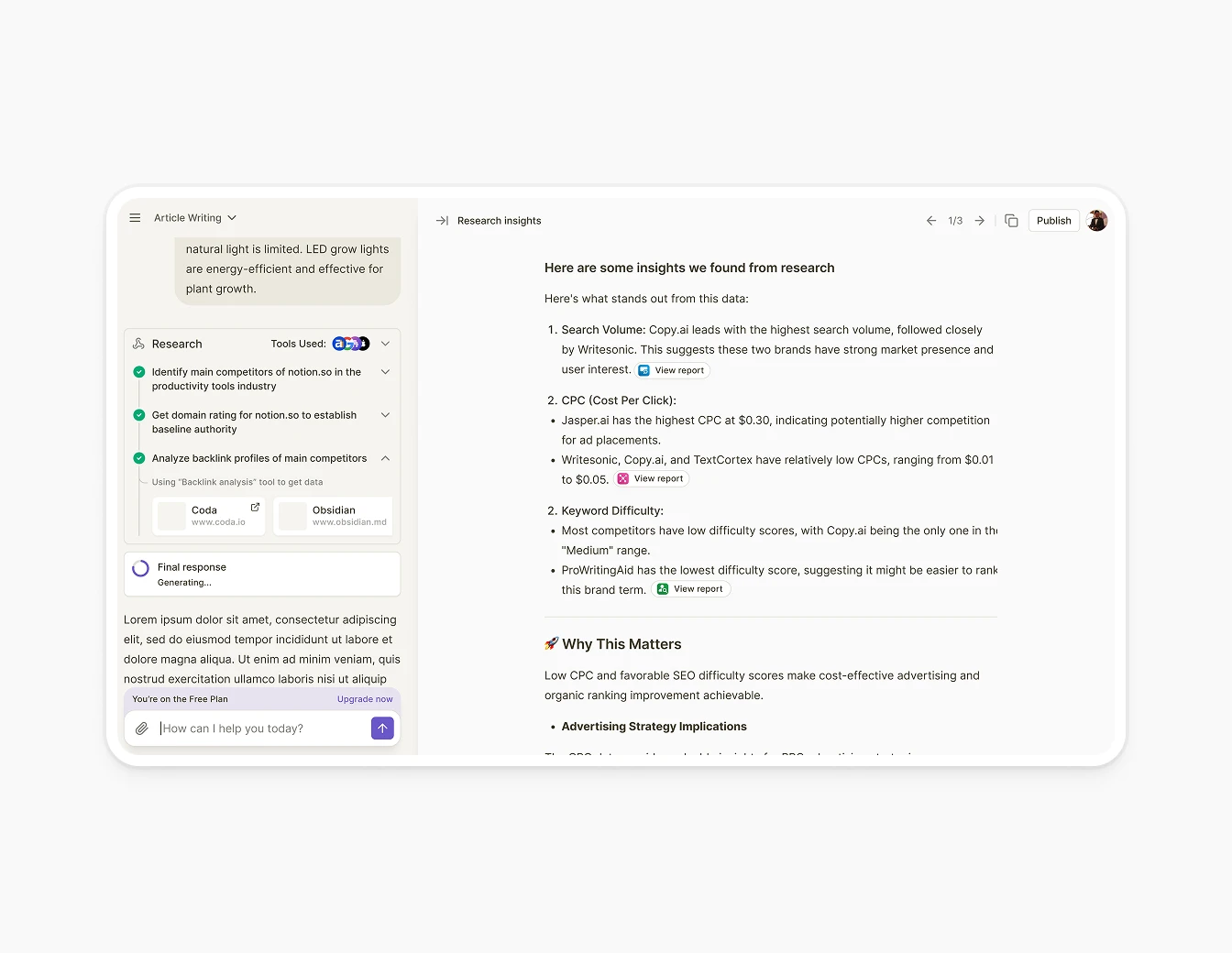 Botsonic AI Writer Research Insights