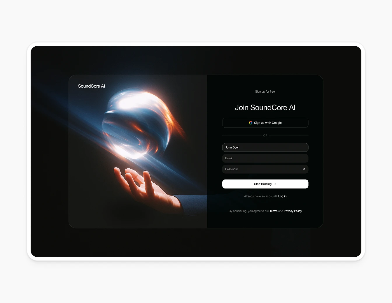 Bricx SoundCore AI Dark Signup