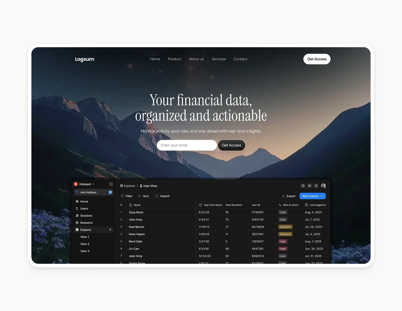 Bricx Logsum Financial Dashboard Dark