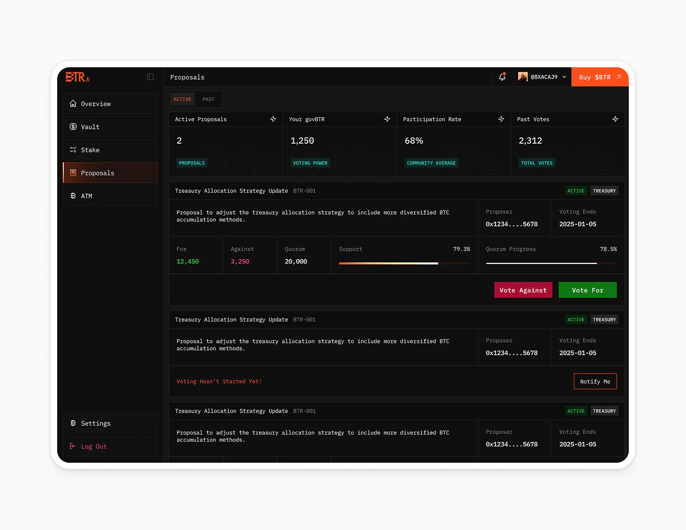 BTR Proposals Governance Voting Dark V2