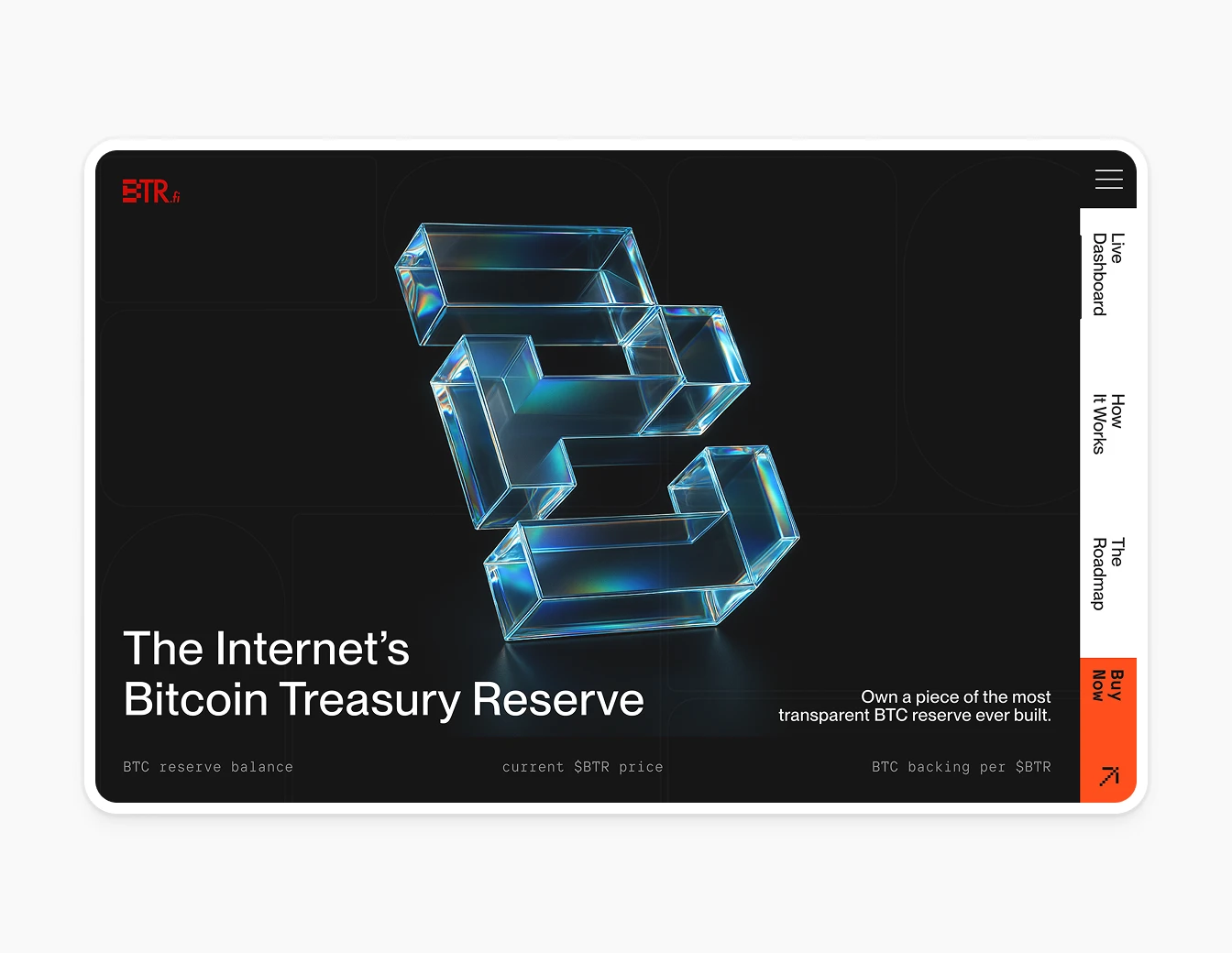 BTR Hero Bitcoin Treasury Glass 3D V2