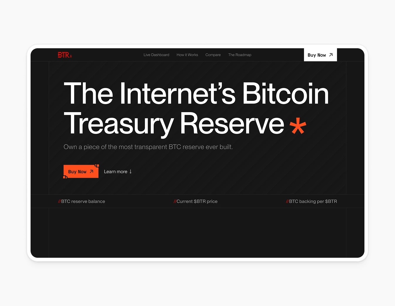 BTR Bitcoin Treasury Reserve Landing