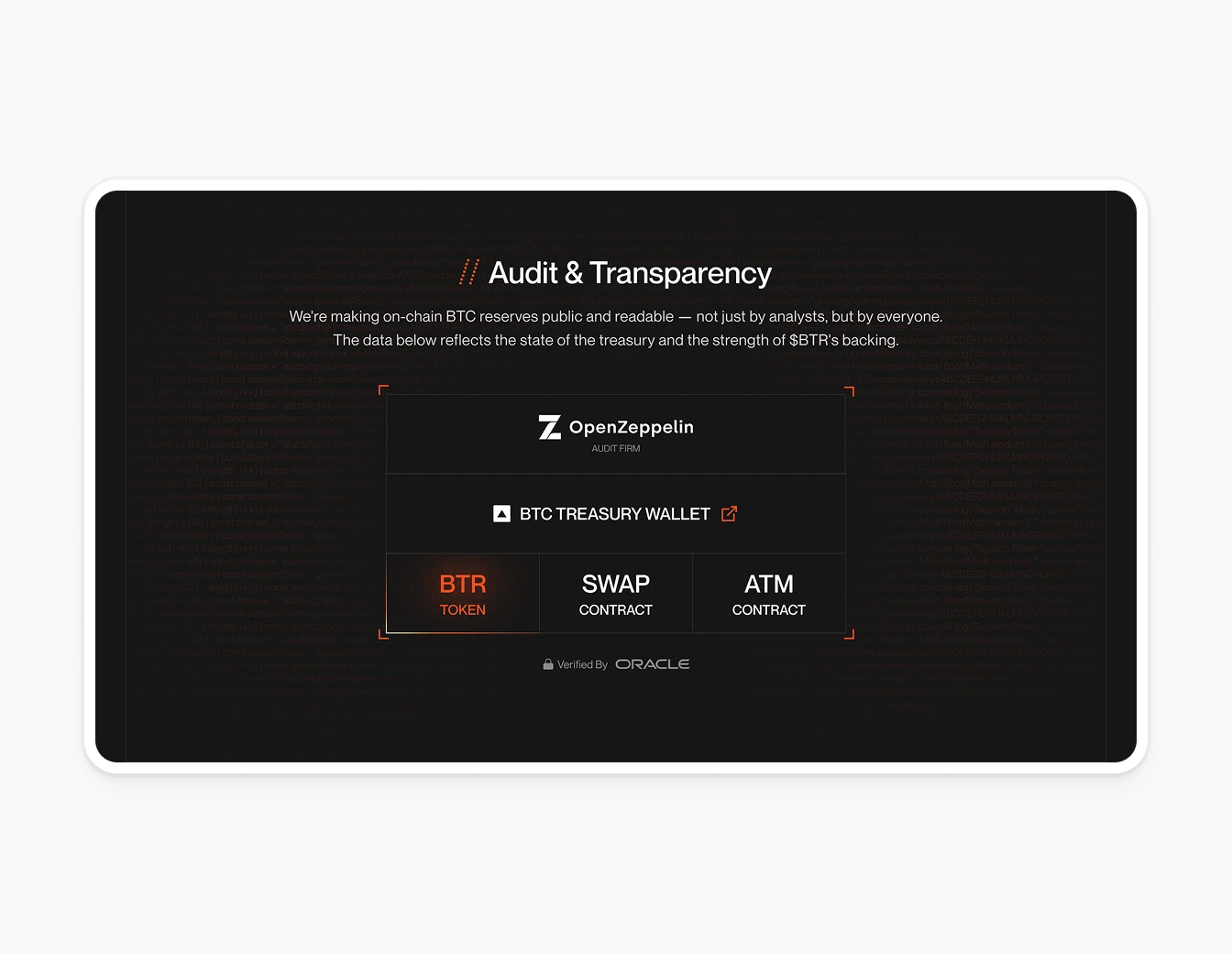 BTR Audit Transparency OpenZeppelin Dark