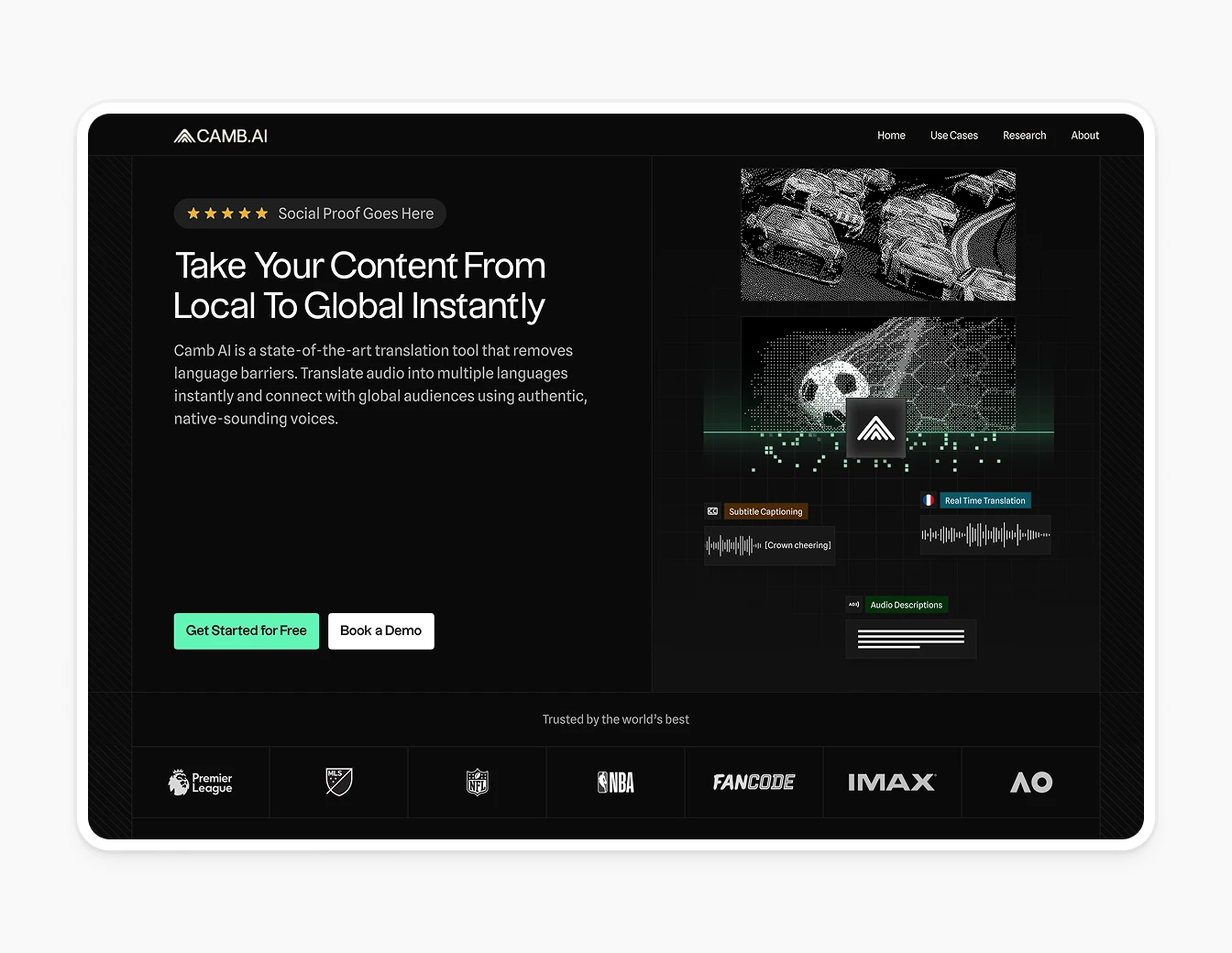 Camb.ai Dark Hero Sports Global Localization