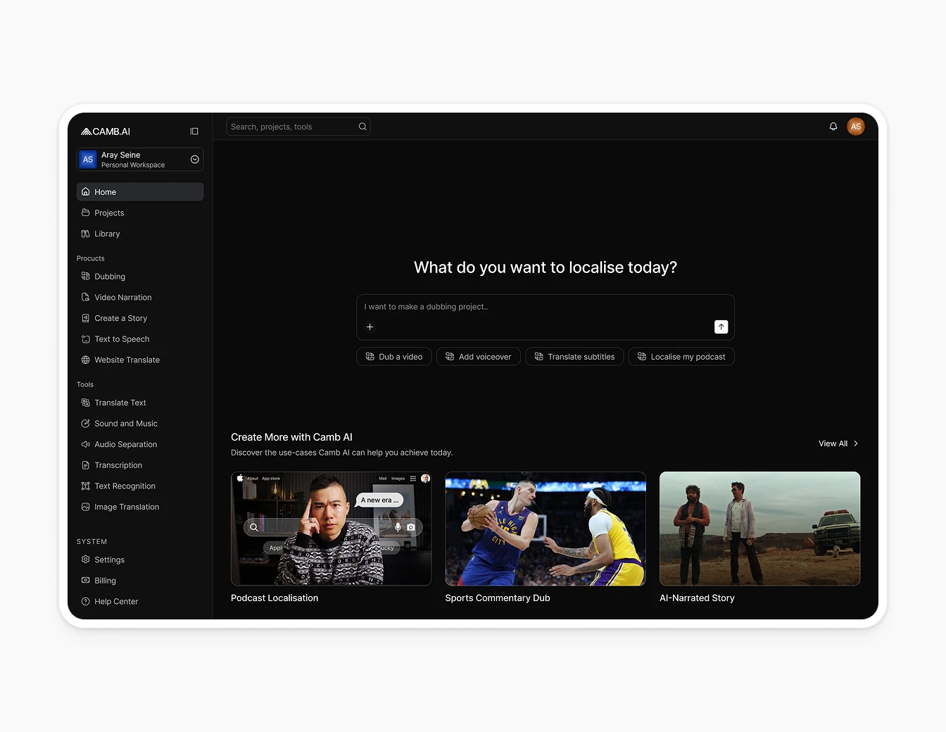 Camb.ai Localization Home Video Dubbing
