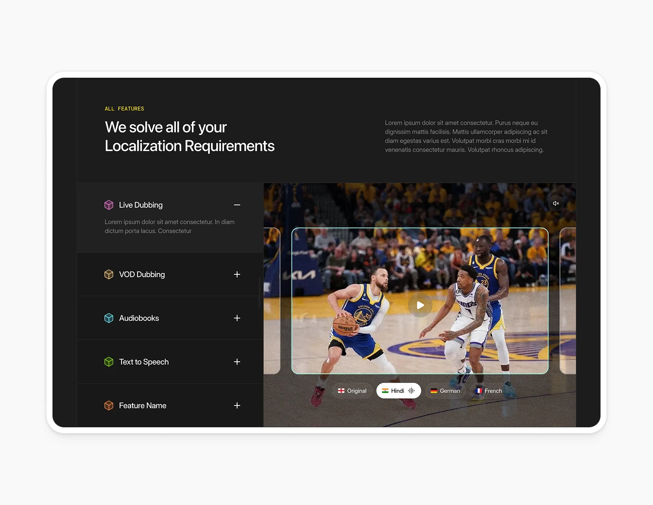 Camb.ai Localization Basketball Sports View