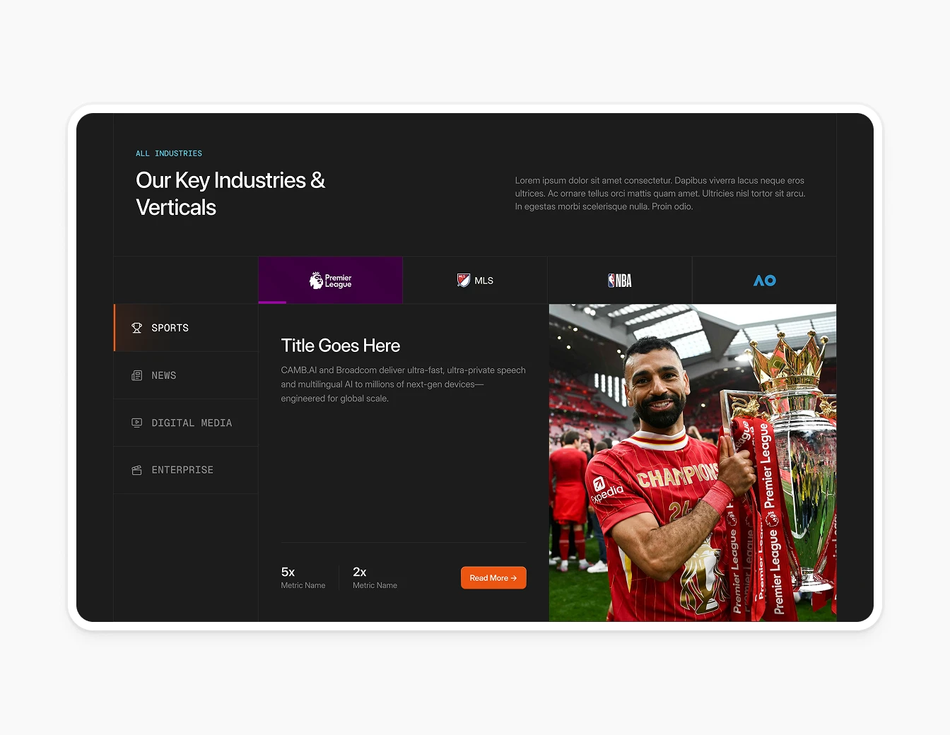 Camb.ai Industries Verticals Sports Section