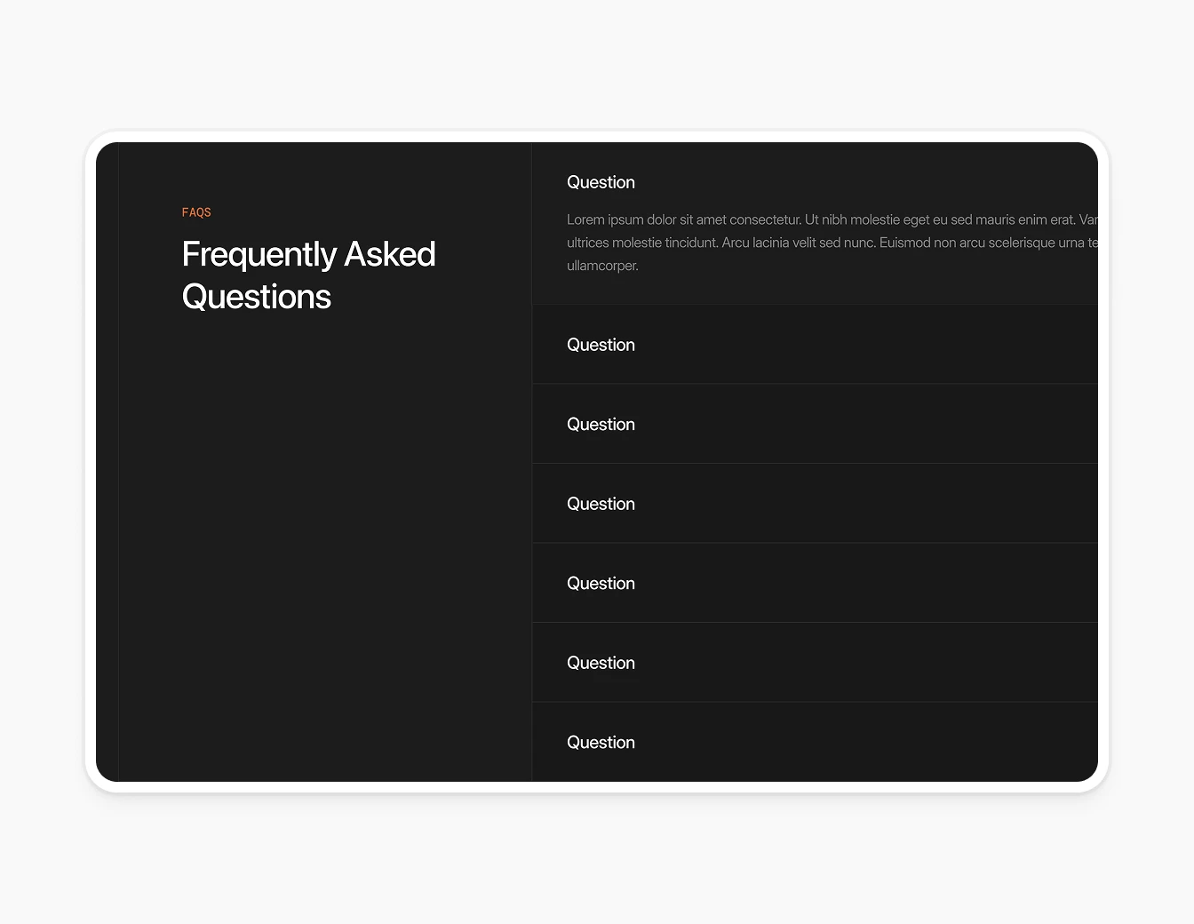 Camb.ai FAQ Section Dark Mode Accordion
