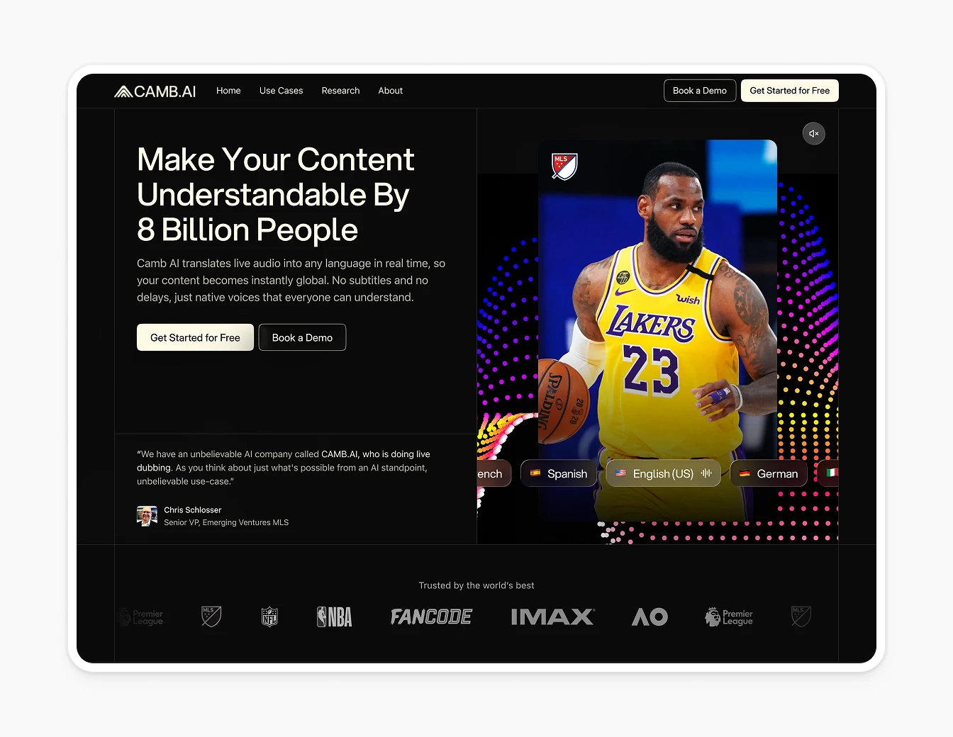 Camb.ai Dark Hero Neon Basketball LeBron