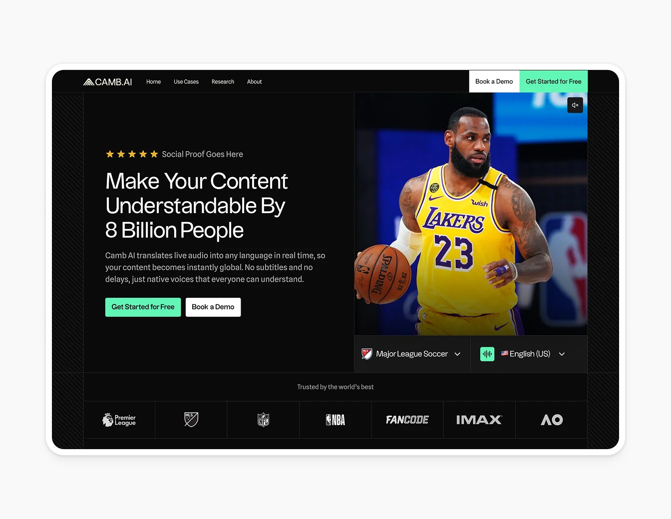 Camb.ai Dark Hero Sports Basketball NBA