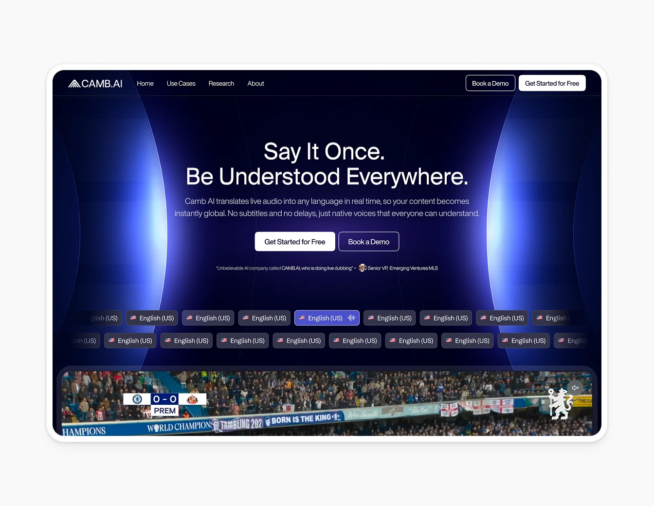 Camb.ai Blue Hero Say It Once Soundwave