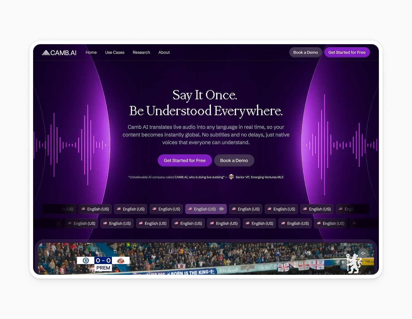 Camb.ai Purple Hero Say It Once