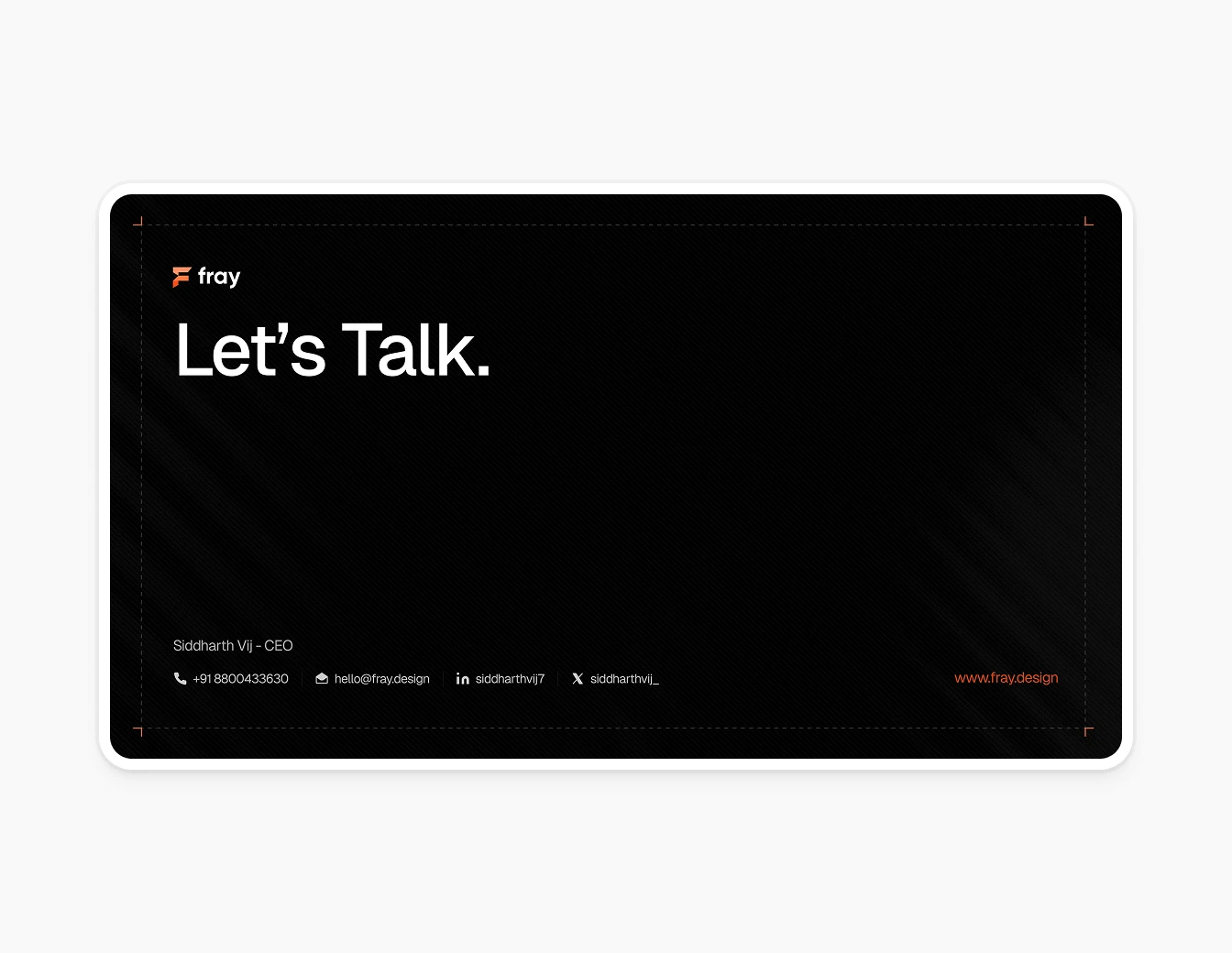 Fray Website Contact Lets Talk Dark CTA