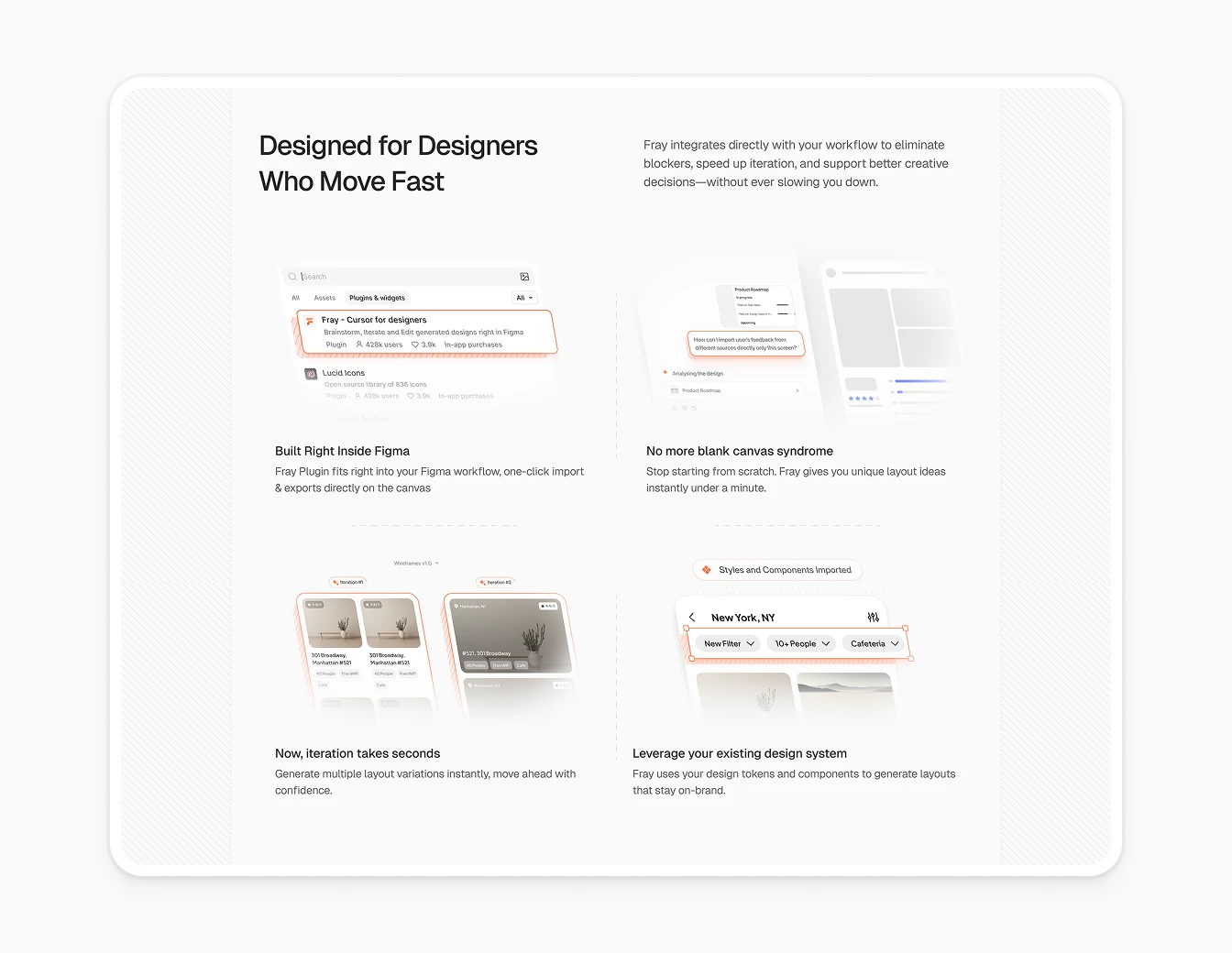 Fray Website Designed for Designers Features