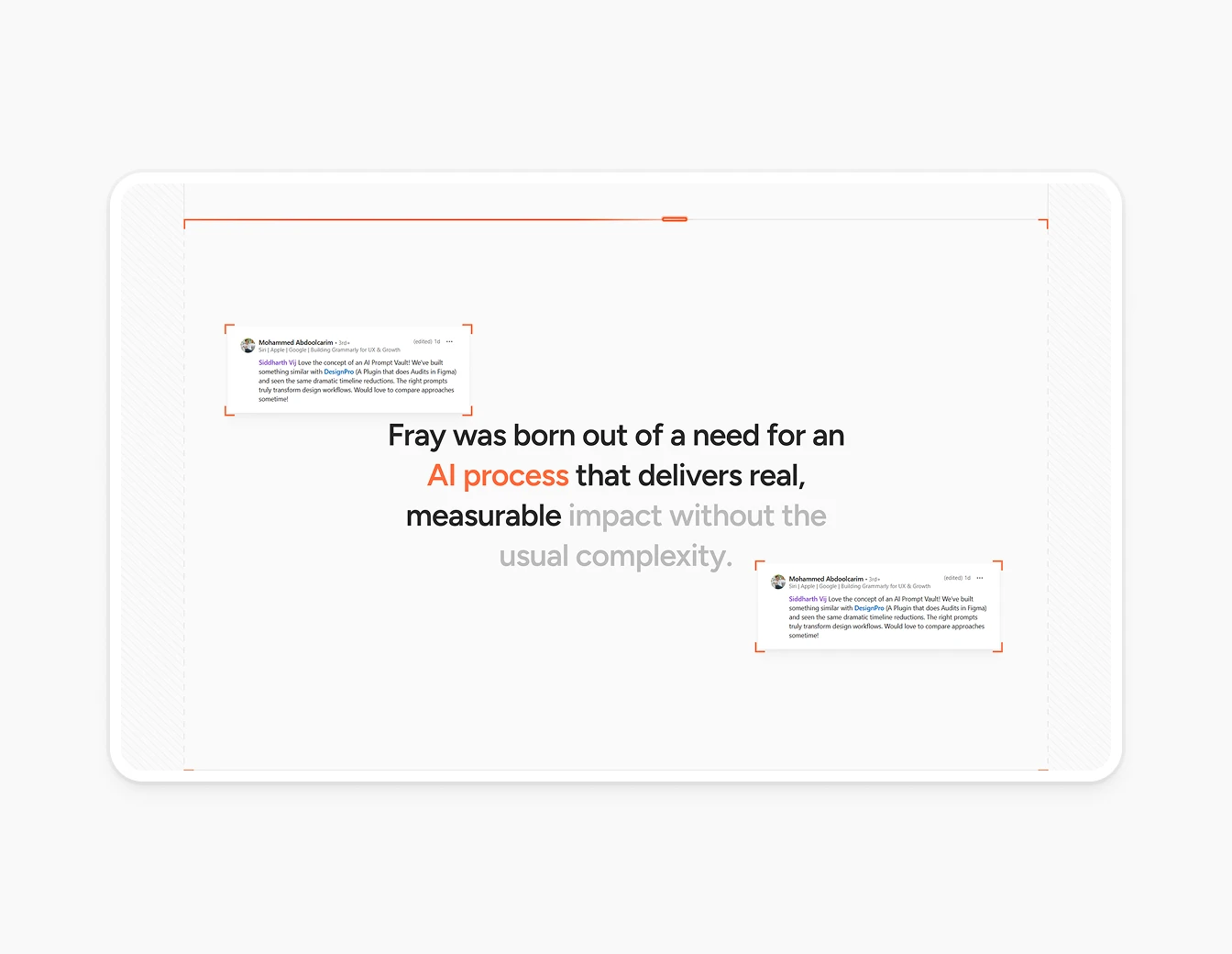 Fray AI Process Social Proof Section