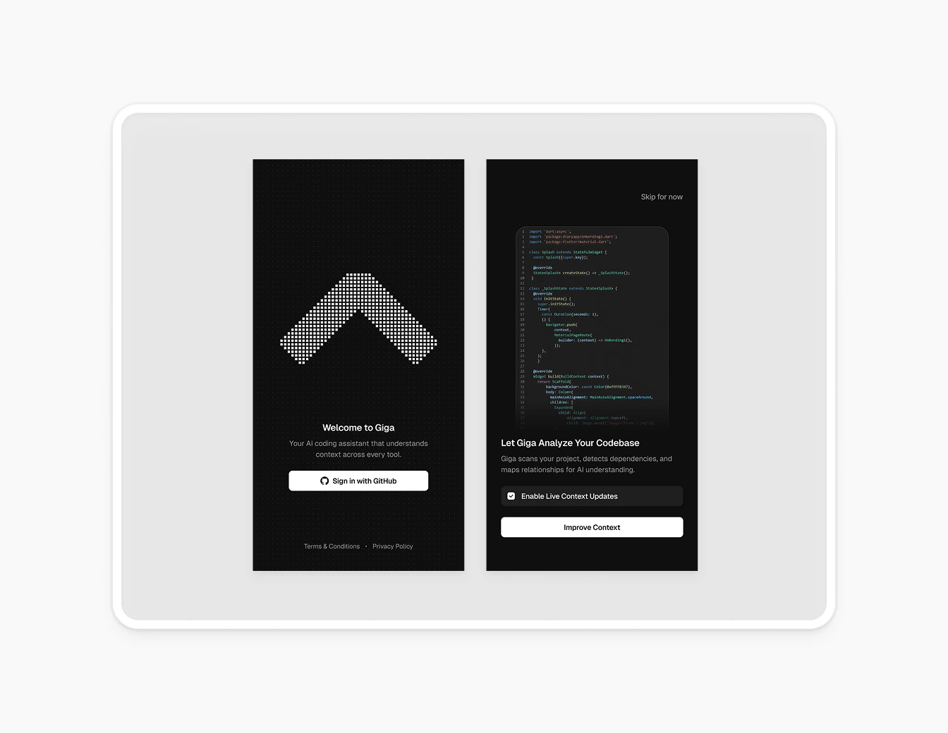 Gigamind Welcome Login Codebase Scan