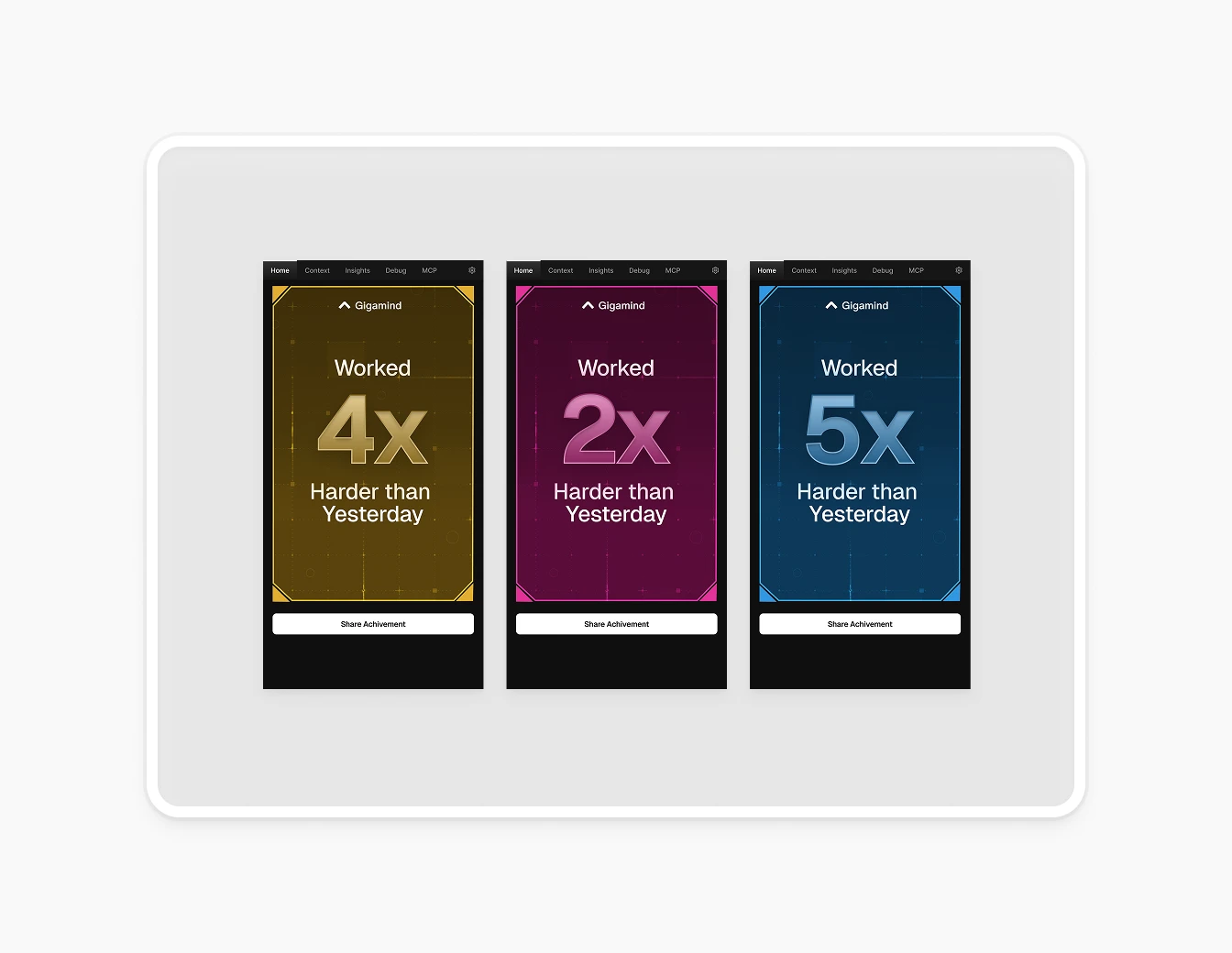 Gigamind Achievement Color Theme Variations