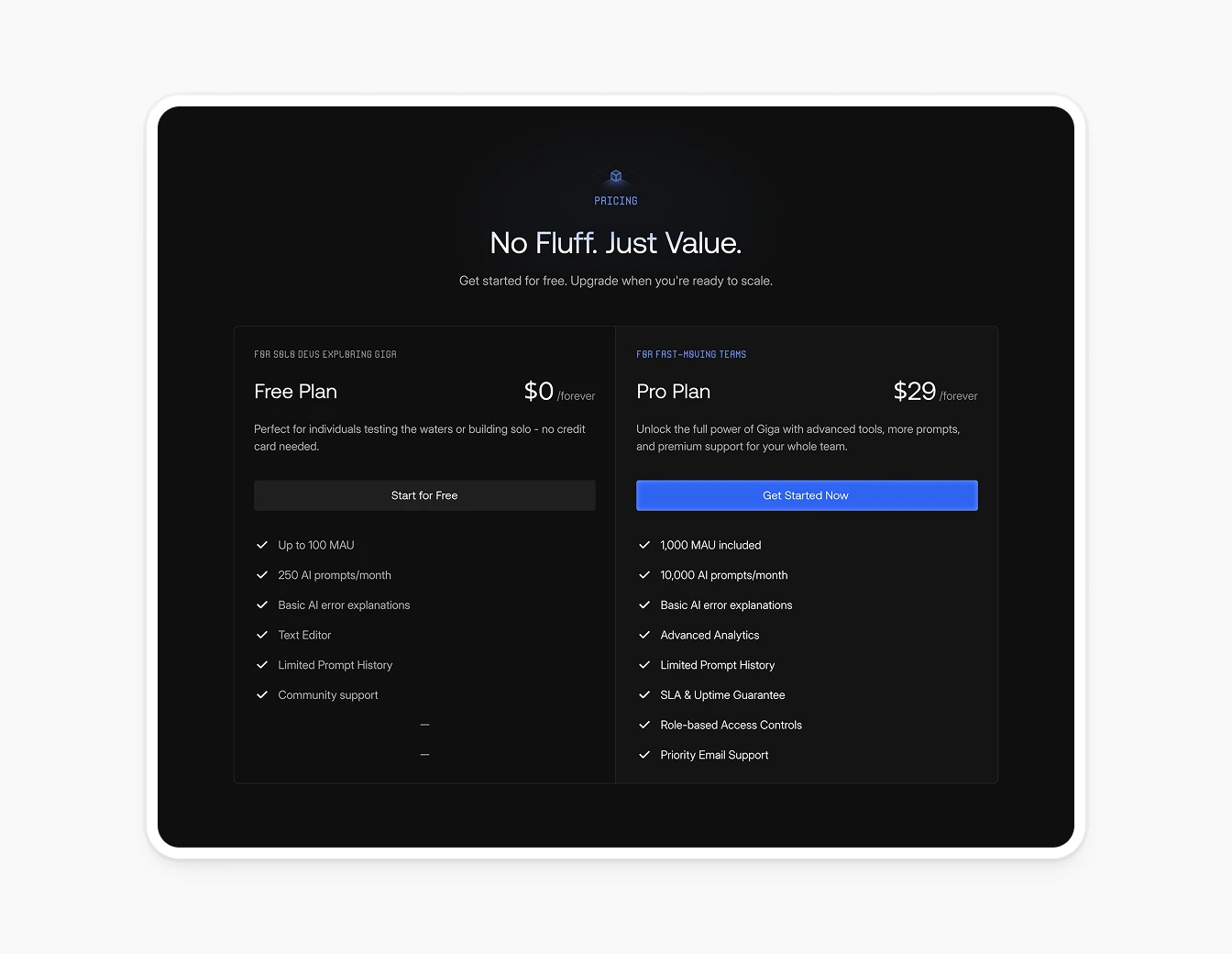 Gigamind Pricing Plans Free and Pro