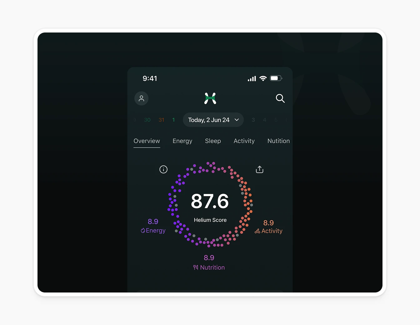 Helium Health Score Overview Ring Detail
