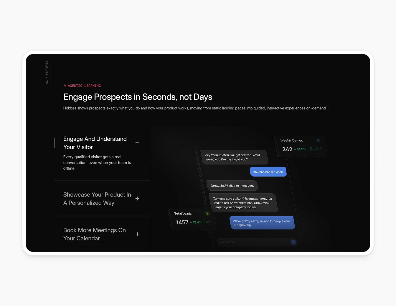 Hobbes Engage Prospects Features Chat View