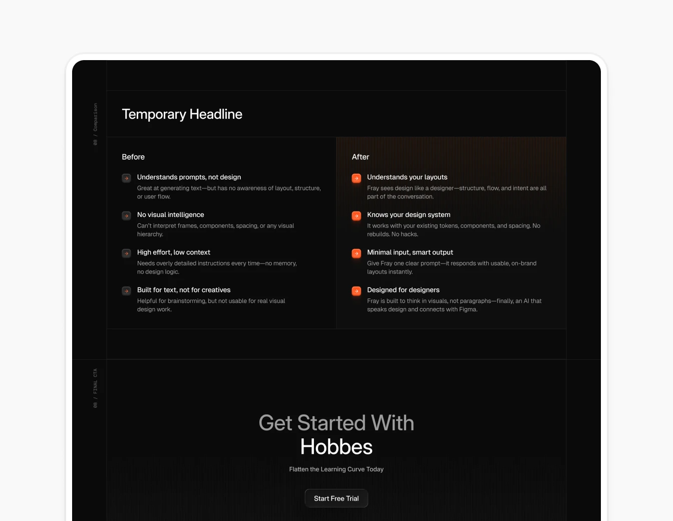 Hobbes Before After Comparison CTA Section