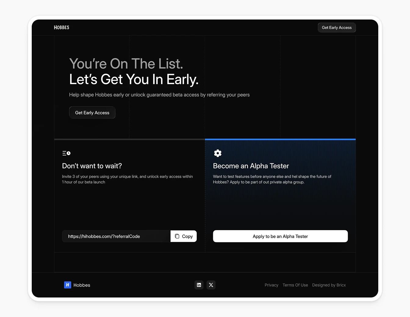 Hobbes Early Access Waitlist Referral V2