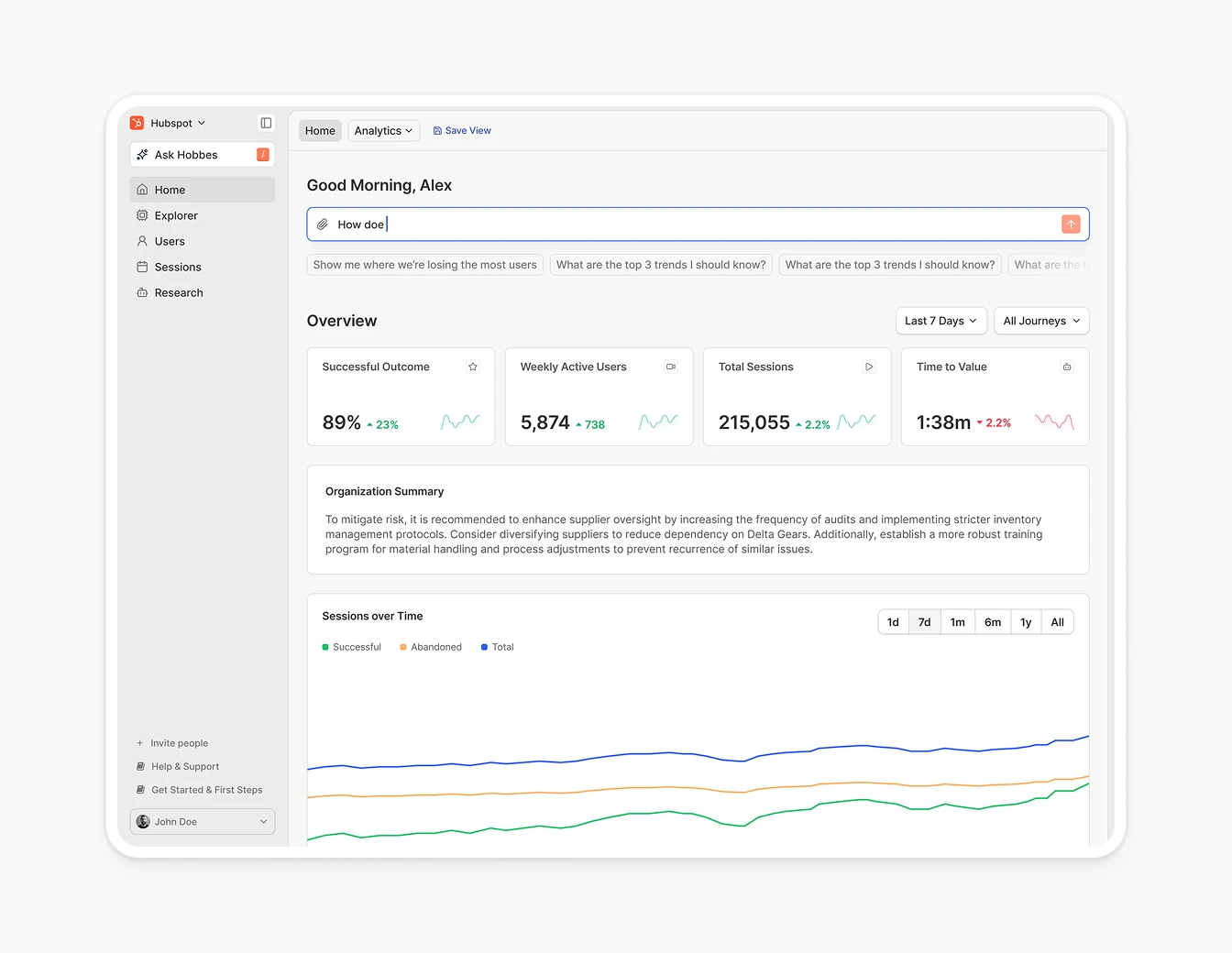 Hobbes Home Dashboard Analytics Dark Mode