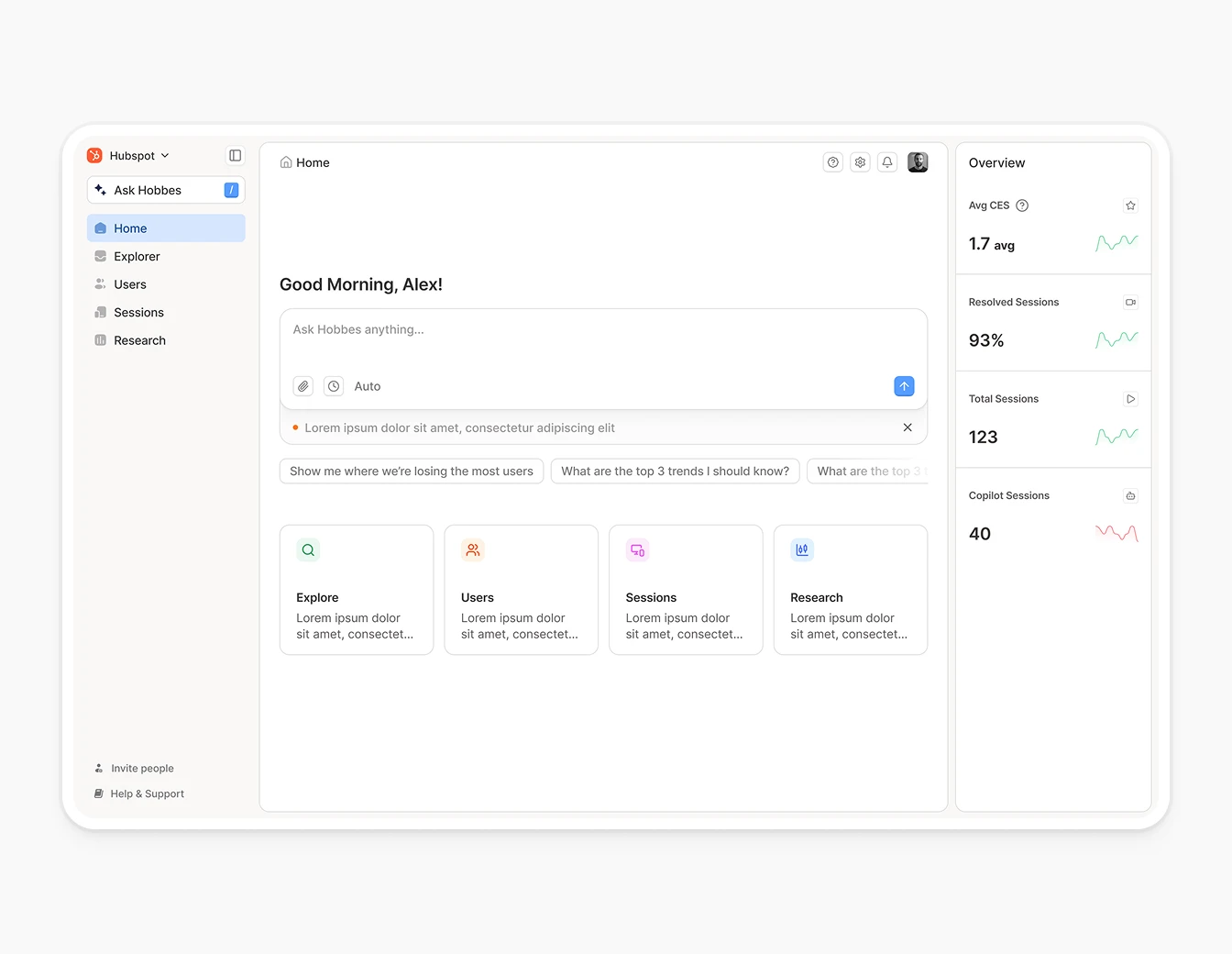 Hobbes Home Dashboard Light Overview Panel