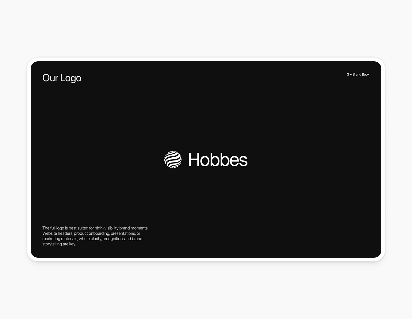 Hobbes Brand Book Logo Showcase Dark