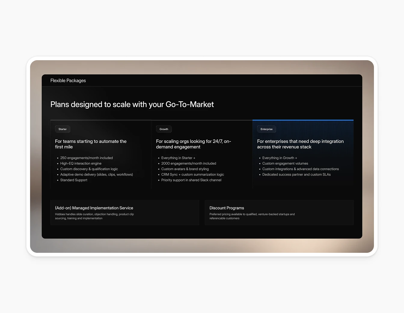 Hobbes Pricing Plans Flexible Dark Mode