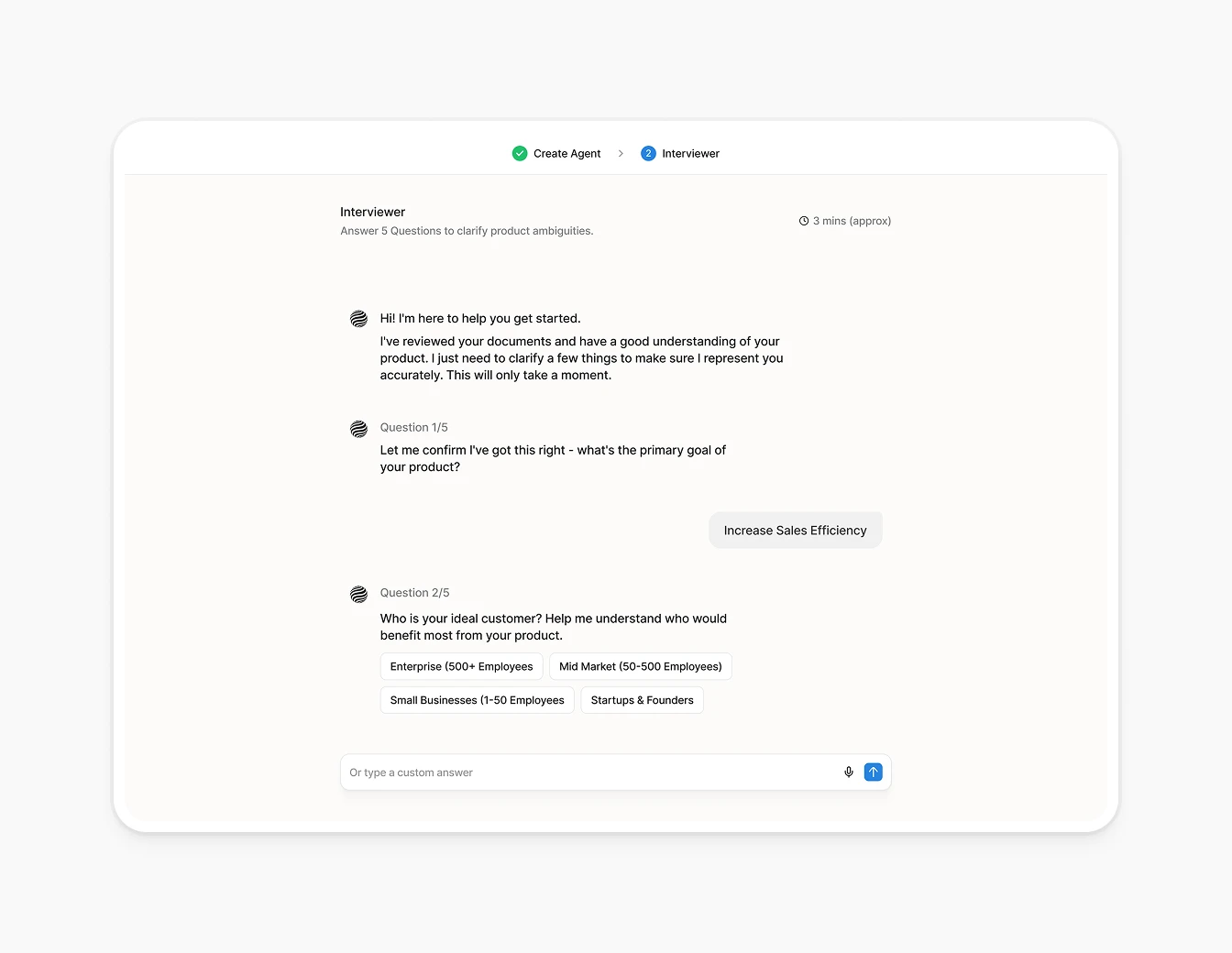 Hobbes Agent Interviewer Onboarding Chat